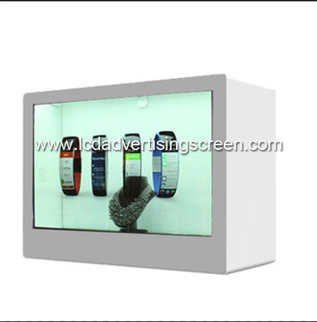 Glass Transparent LCD Display Box 65 Inch Refrigerator White Show Case Display