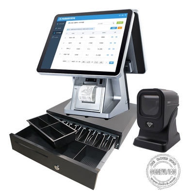 250CD/M2 Dual Screen 1920x1080 TFT Supermarket Cashier With Printer