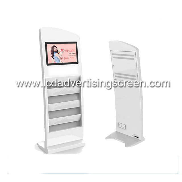 1920 * 1080 Resolution Floor Standing Advertising Display With Magazine Holder